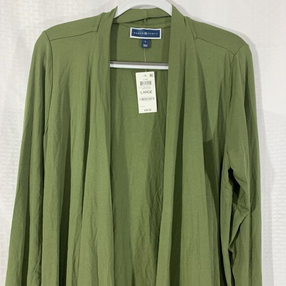 Karen Scott Lightweight Cardigan Womens L Nwt Moss Green - Picture 2 of 4